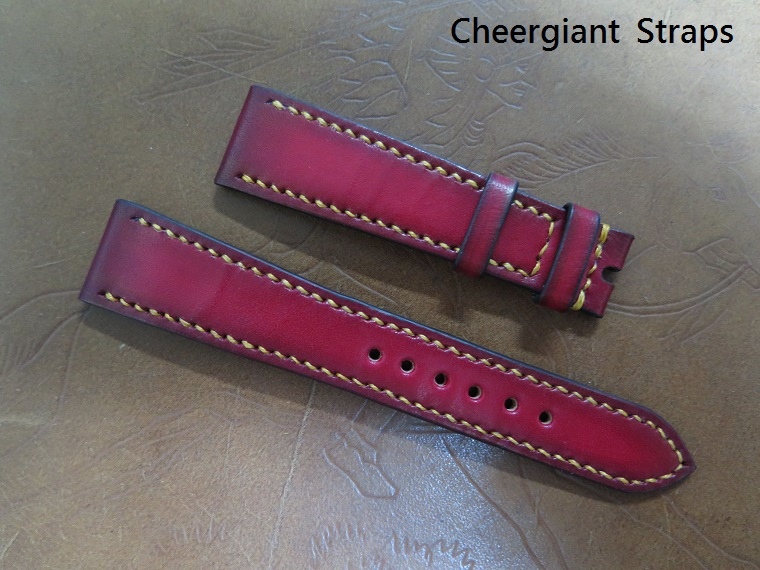 Rolex 16014 red leather strap,20x16mm,75x115mm,thick 4.5mm taper to2.5mm,yellow stitching.02.JPG