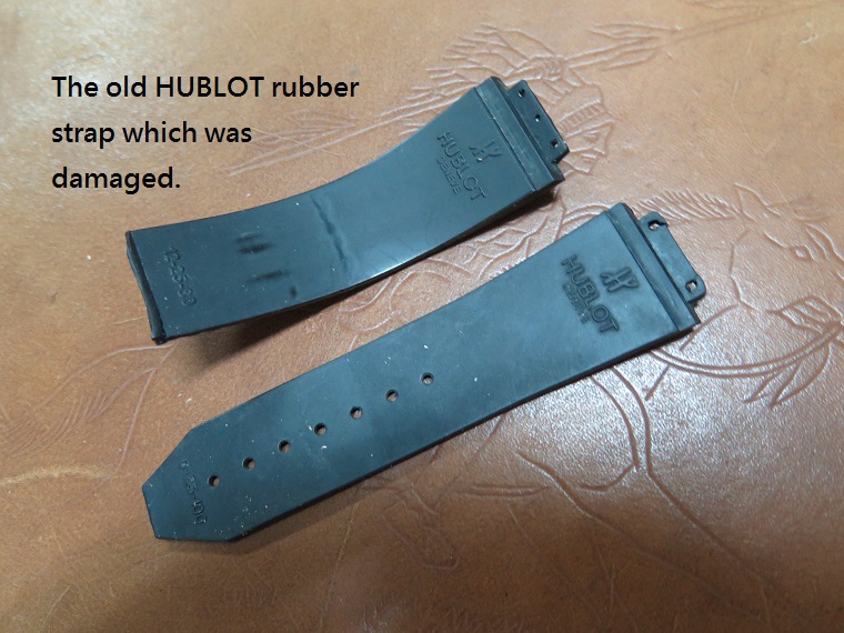 HUBLOT old rubber strap which was damaged. 已經破裂的 HUBLOT 舊矽膠錶帶. 01.JPG