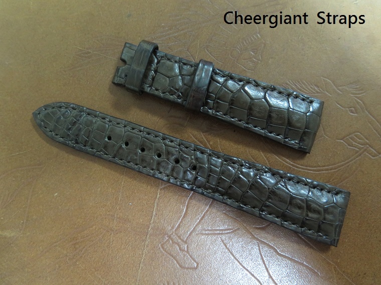Rolex dark brown padded croco strap,20x16mm,77x118mm,thick 5.0mm taper to 2.8mm,match stitch.01 .JPG