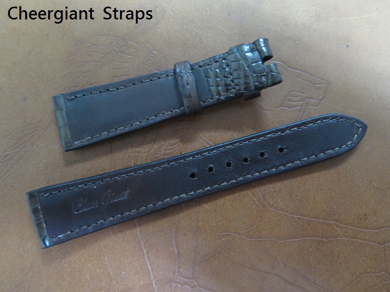 Rolex dark brown padded croco strap,20x16mm,77x118mm,thick 5.0mm taper to 2.8mm,match stitch.03.JPG