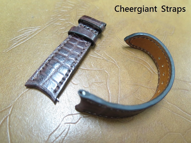 Girard Perregaux curved lug end brown crococalf strap,20x16mm,70x110mm,thick 3.0mm taper to 2.5mm,match stitching.08.JPG