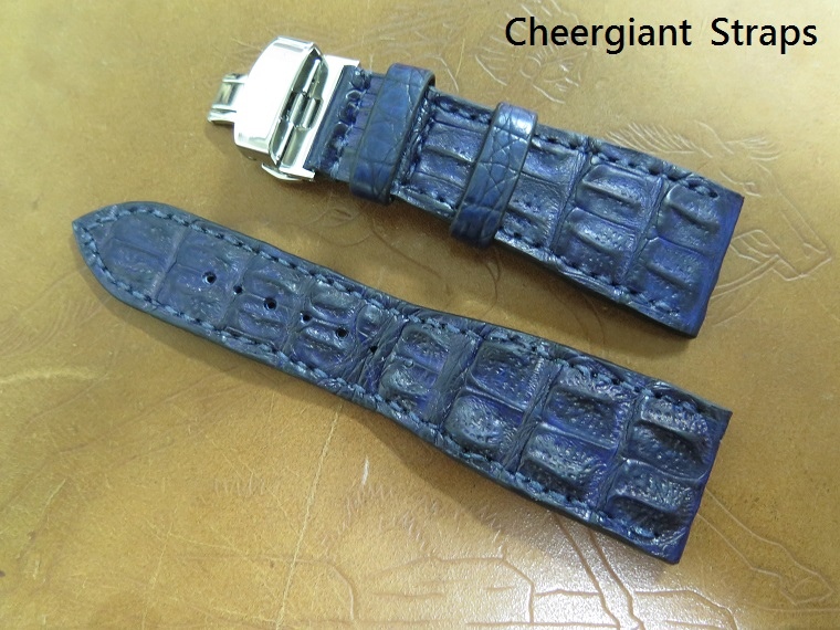 Bulgari Assioma 48 matte dark blue big horn crocodile strap,29x22mm,80x130mm,thick 7.0mm taper to 2.8mm.04.JPG