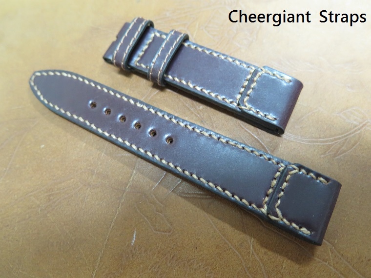 Jaeger LeCoultre TTR1931 Fagliano dark brown Shell cordovan strap, 20x18mm,75x120mm, thick 4.5mm taper to 3.0mm,thin cream stitching. 03.JPG