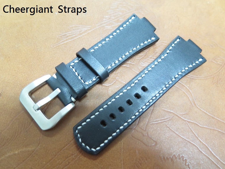 Oris Carlos Coste  black leather strap, 26(12x5)x20mm,80x100mm,thick 4.5mm taper to 3.0mm,white stitching.06.JPG