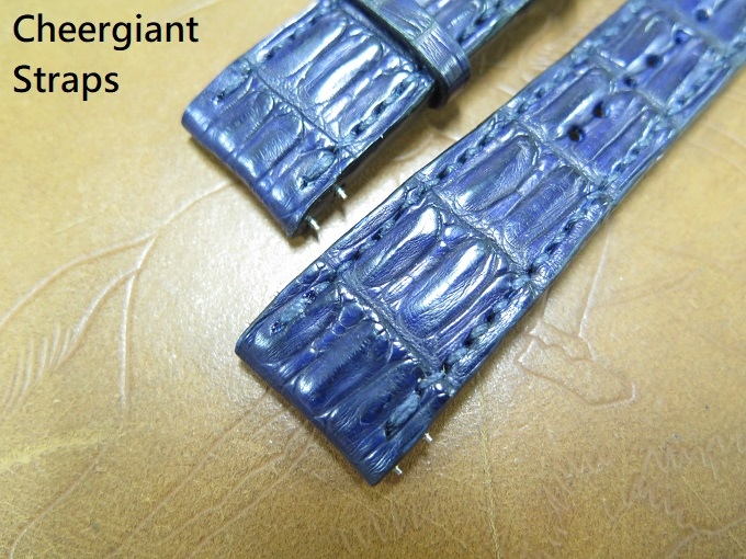 Corum curved lug end navy blue crocodile strap, 24x20mm, 70x115mm, thick 5.5mm taper to 2.8mm, match stitch. 05.JPG