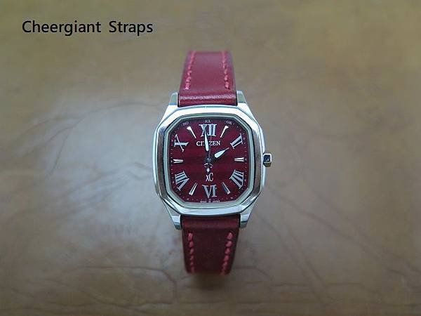 Citizen red leather strap, 14x10mm, 70x110mm, thick 2.8mm taper to 2.2mm, red stitching.08.JPG