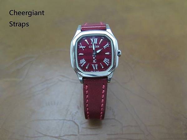 Citizen red leather strap, 14x10mm, 70x110mm, thick 2.8mm taper to 2.2mm, red stitching.04.JPG