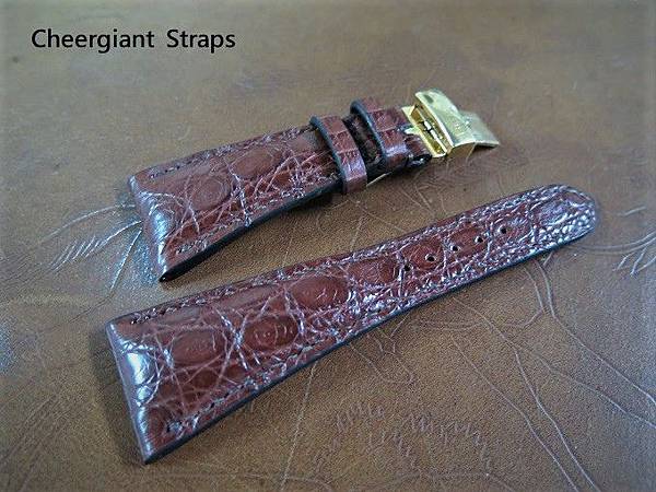 Bvlgari Assioma Burgundy  crocodile strap, 28.6x15.6mm, 68x115mm,thick 5.5mm taper to 2.0mm, match stitching.05.JPG