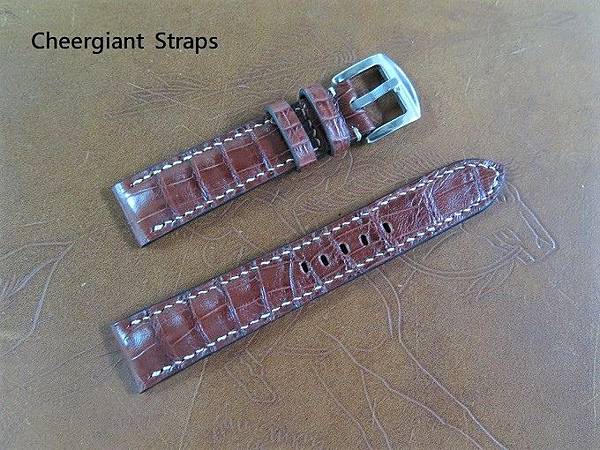 MONT BLANC burgundy crocodile strap, 18x16mm, 70x112mm, thick 5.0mm taper to 2.2mm, cream stitching.02.JPG