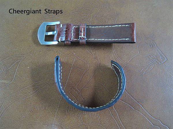 MONT BLANC burgundy crocodile strap, 18x16mm, 70x112mm, thick 5.0mm taper to 2.2mm, cream stitching.05.JPG