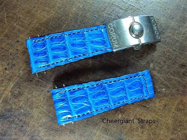 Corum navy blue croco strap, 24x20mm, 70x70mm, thick 7.0mm taper to 3.0mm, match stitch. 05.JPG