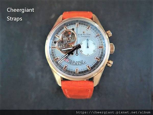 ZENITH CHRONOMASTER EL PRIMERO orange crocodile strap. A5