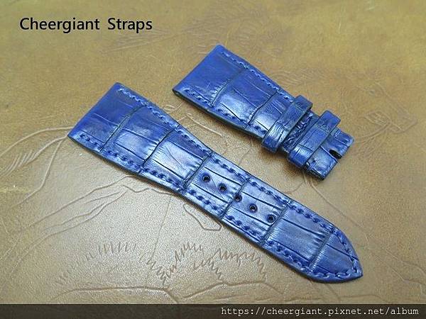 Bvlgari Octo 38mm dark blue padded crocodile strap, 28x20mm, 65x110mm, thick 4.3mm taper to 2.3mm. 04