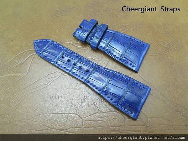 Bvlgari Octo 38mm dark blue padded crocodile strap, 28x20mm, 65x110mm, thick 4.3mm taper to 2.3mm. 03