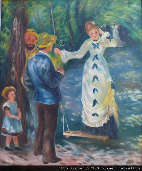 臨摹雷諾瓦的「鞦韆」The Swing，2000、油彩、畫布、60.5×50.0cm（12F）