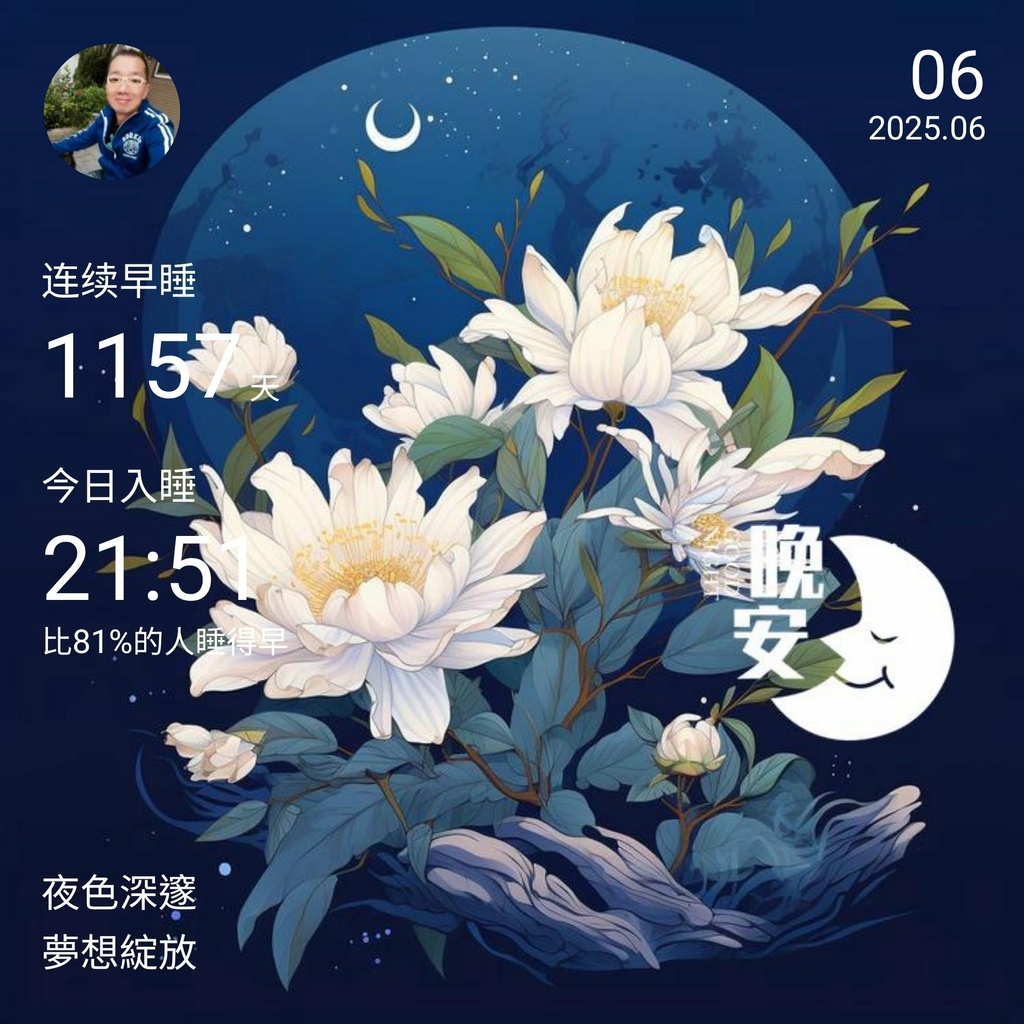 晚安打卡圖,2025.06.06,夜色深邃,夢想綻放。