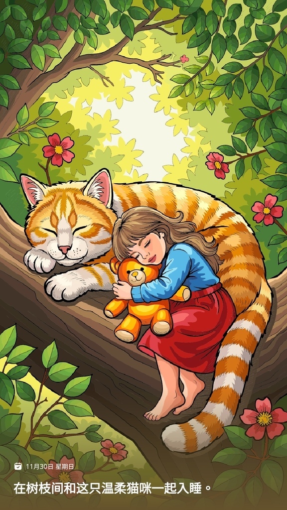 數字填色（Paint by Number），2025.11.30，在樹枝間和這隻貓咪一起入睡