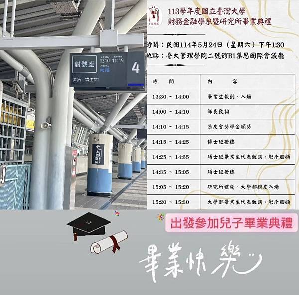 20250524-25參加兒子台大財金系畢業典禮,住宿台北文