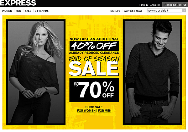 EXPRESS- Fashion Sale- Get up to Half off on Hot Designer Styles