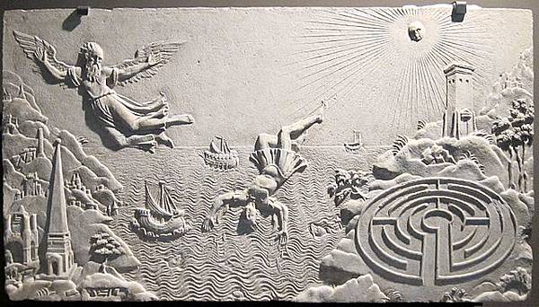 17th-century relief with a Cretan labyrinth bottom right.JPG