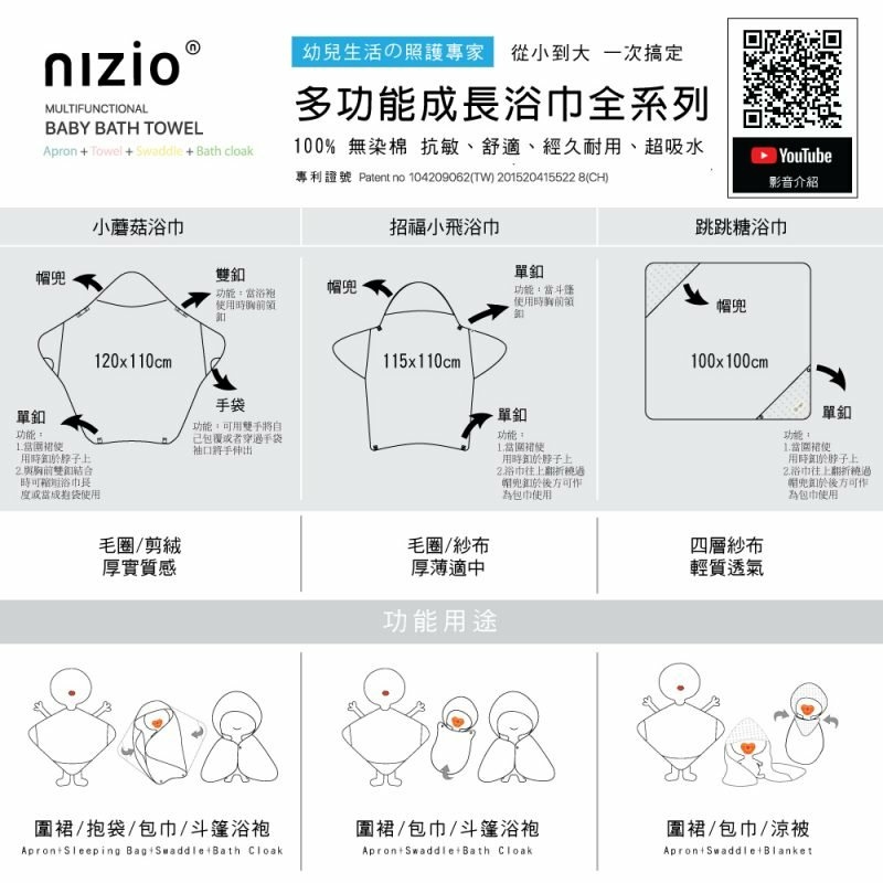 育兒用品開箱｜Nizio招福小飛成長浴巾 帽兜斗篷浴巾 嬰兒浴巾推薦9A.jpg