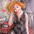 20211208016_等你電話_Esperando tu llamada_油畫_Oil on canvas_73x100cm_40P_人物_蜜莉雅·阿諾德_Myriam Arnold_西班牙_2020.JPG