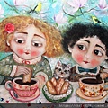 20211208021_下午茶_Pasando una tarde con mis amigos comiendo chocolate ..._油畫_Oil on canvas_100x81cm_40F_人物_蜜莉雅·阿諾德_Myriam Arnold_西班牙_2020.JPG