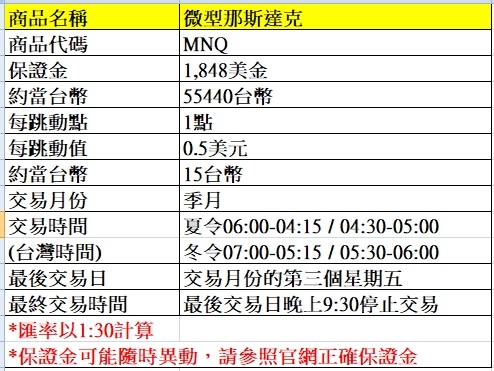 海外期貨--微型那斯達克期貨介紹~~手續費優惠價大昌林子葳