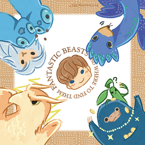 怪獸與牠們的產地 小方巾