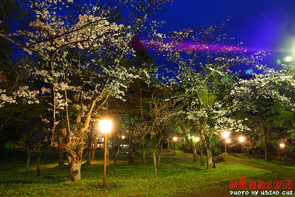 日本 北海道賞櫻11日 美唄市 東明公園 夜櫻 人潮較少適合慢遊 Aman Eva就是喜歡趴趴走 痞客邦