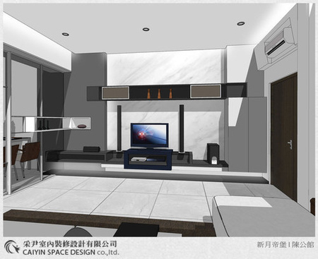 Sketch up設計 系統櫃 電視牆設計 鋁框推拉門設計 (4)