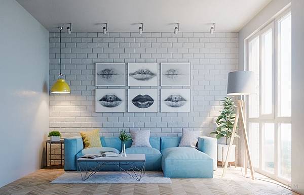 Light-blue-sofa-藍色空間/藍色客廳配色參考
