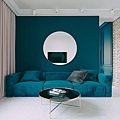 Teal-modern-sofa-藍色空間/藍色客廳配色參考