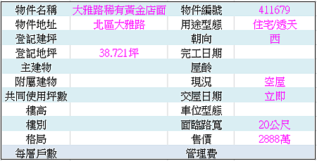 大雅路稀有黃金店面