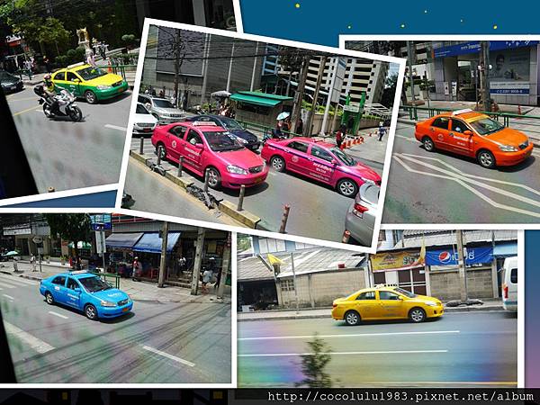 曼谷好多美麗的計程車顏色