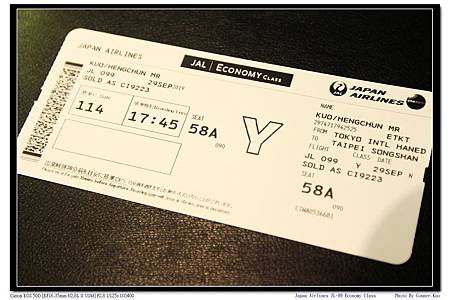 Japan Airlines JL-99 Economy Class Japan Airlines JL-99 Economy Class
