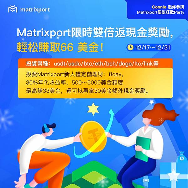 Matrixport雙倍迎新獎勵