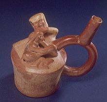 祕魯國家人類進化博物館中所收藏關於摩切人於公元後300年所製作的陶器