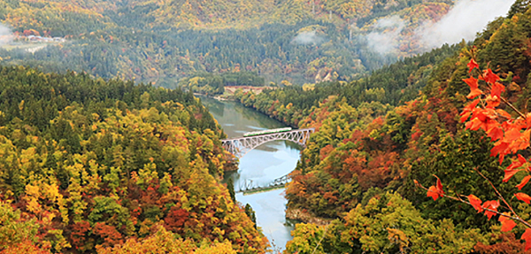 東北@福島親子旅遊｜只見線美景。當電車通過的那一刻深深覺得好