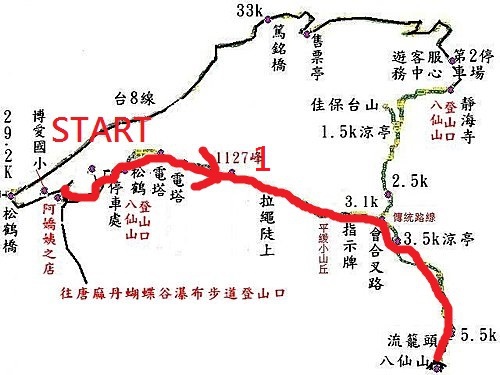 松鶴到八仙山登山步道略圖-1