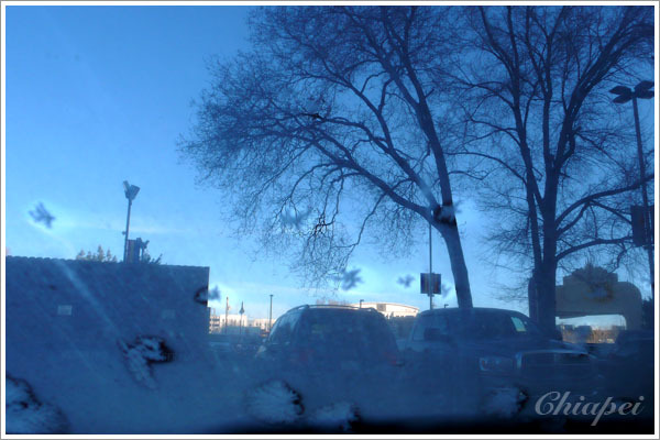 車窗上的雪花結晶