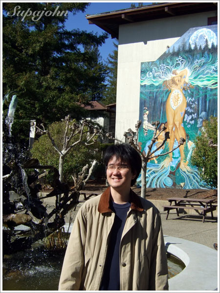 學校牆上有很多學生的壁畫