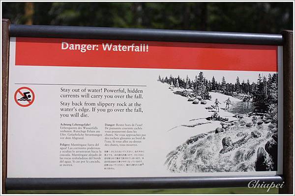 If  you go over the fall, you will DIE.