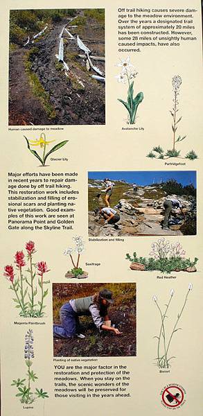 公園裡到處是叫大家 Stay on Trail 的告示牌