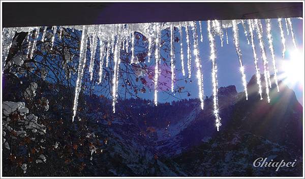 旅館屋簷下的冰柱