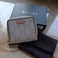 <GUCCI 銀色緹花零錢包>