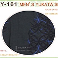 日本男生浴衣【番號 3BY161】黑灰色底藍色&黑色圖案浴衣L號+魔鬼氈角帶腰帶+木屐-2.jpg