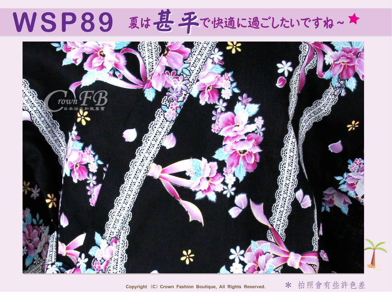 【WSP89】日本女生甚平黑色底花卉~上衣短褲M~L Free Size-2.jpg