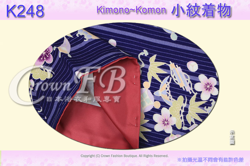 日本和服KIMONO【番號-K248】小紋和服~紫色底花卉圖案~有內裏~可水洗L號-2.jpg