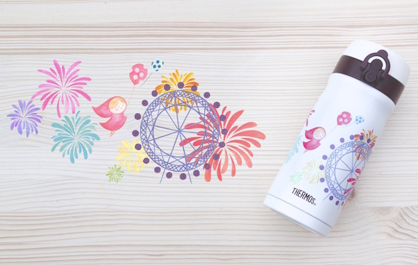 Watercolor style thermos Stainless Steel thermos 350ml - Vacuum Flasks - Other Metals Multicolor